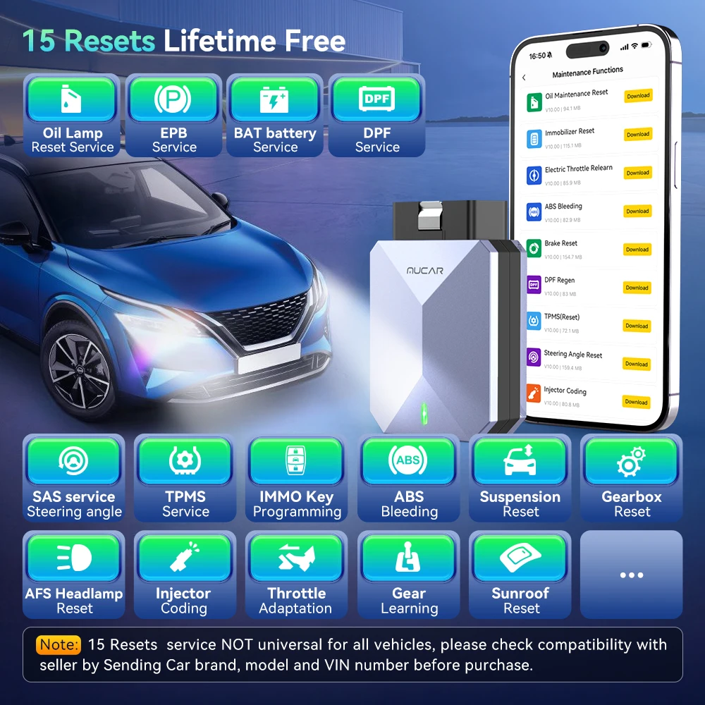 MUCAR BT200 MAX OBD2 Scanner Support ELM327 CANFD Protocol Full System Diagnostic Tools 15 Reset Lifetime Free Update Scan Tool