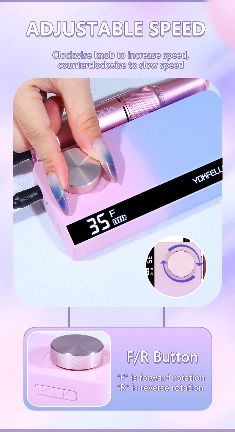 40000/35000RPM Portable Electric Nail Drill Machine With LCD Display Nails Sander For Acrylic Gel Polish Rechargeable Nail Tool