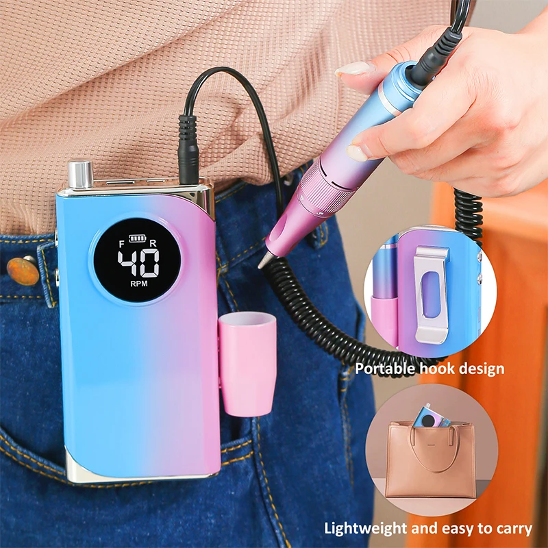 40000/35000RPM Portable Electric Nail Drill Machine With LCD Display Nails Sander For Acrylic Gel Polish Rechargeable Nail Tool