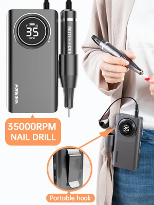40000/35000RPM Portable Electric Nail Drill Machine With LCD Display Nails Sander For Acrylic Gel Polish Rechargeable Nail Tool