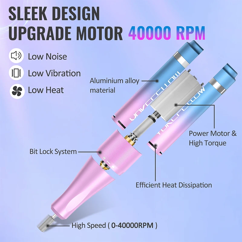 40000/35000RPM Portable Electric Nail Drill Machine With LCD Display Nails Sander For Acrylic Gel Polish Rechargeable Nail Tool
