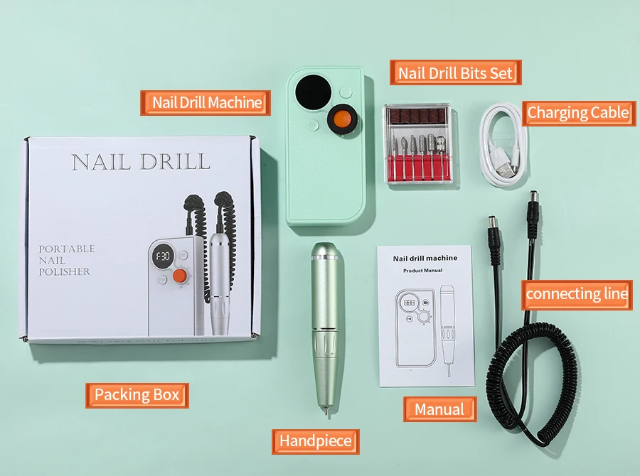 40000/35000RPM Portable Electric Nail Drill Machine With LCD Display Nails Sander For Acrylic Gel Polish Rechargeable Nail Tool