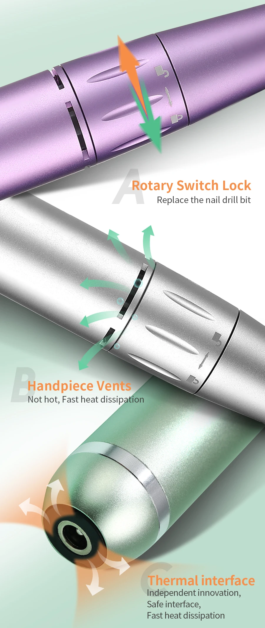 40000/35000RPM Portable Electric Nail Drill Machine With LCD Display Nails Sander For Acrylic Gel Polish Rechargeable Nail Tool