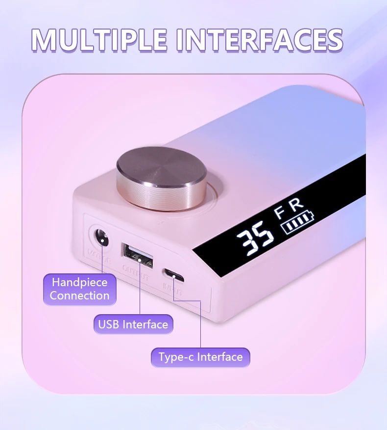 40000/35000RPM Portable Electric Nail Drill Machine With LCD Display Nails Sander For Acrylic Gel Polish Rechargeable Nail Tool