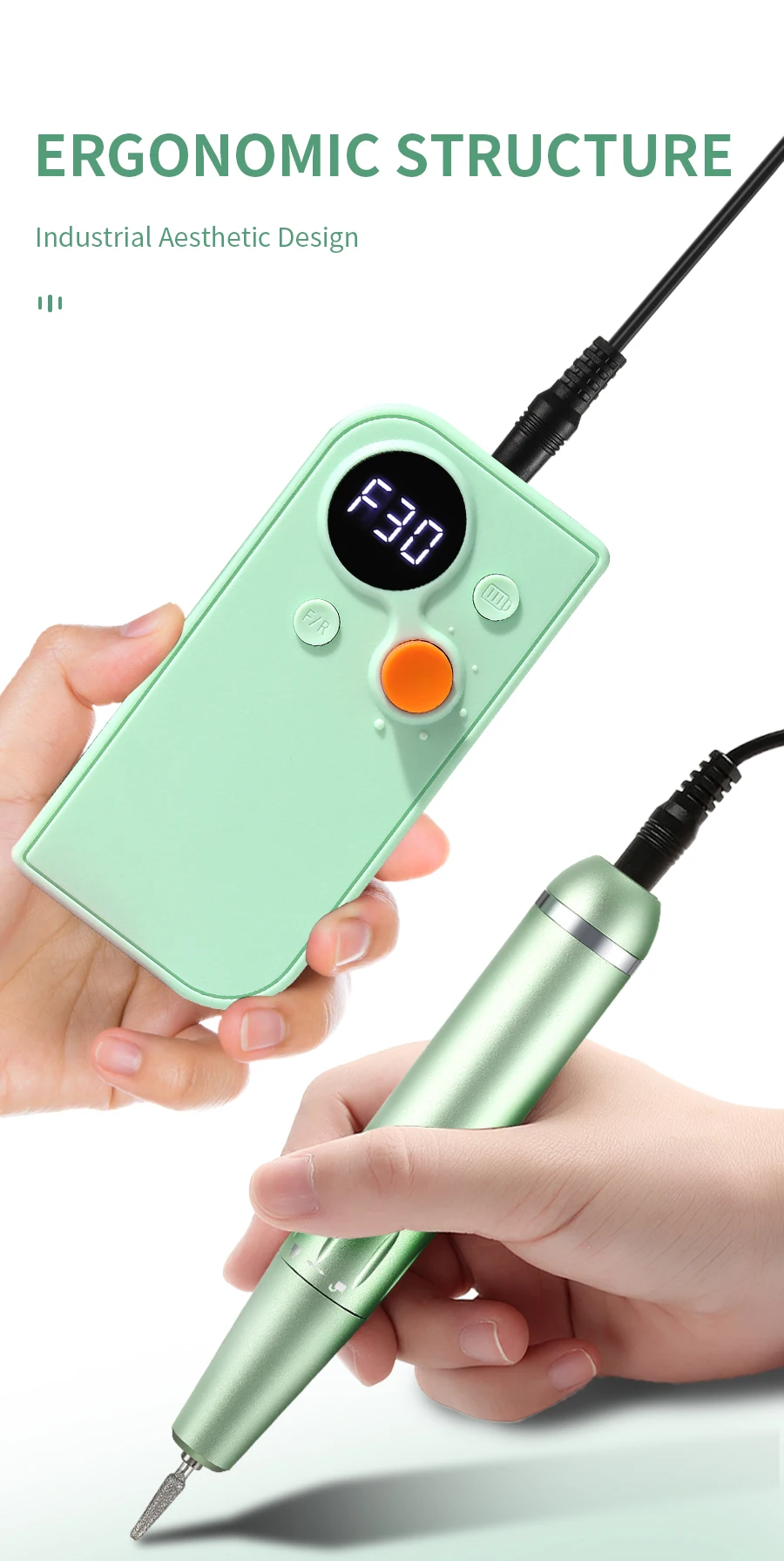40000/35000RPM Portable Electric Nail Drill Machine With LCD Display Nails Sander For Acrylic Gel Polish Rechargeable Nail Tool