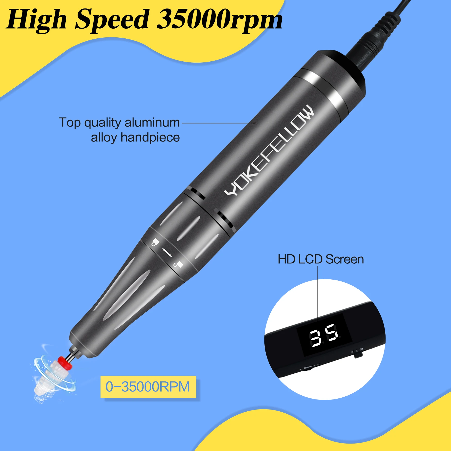 40000/35000RPM Portable Electric Nail Drill Machine With LCD Display Nails Sander For Acrylic Gel Polish Rechargeable Nail Tool
