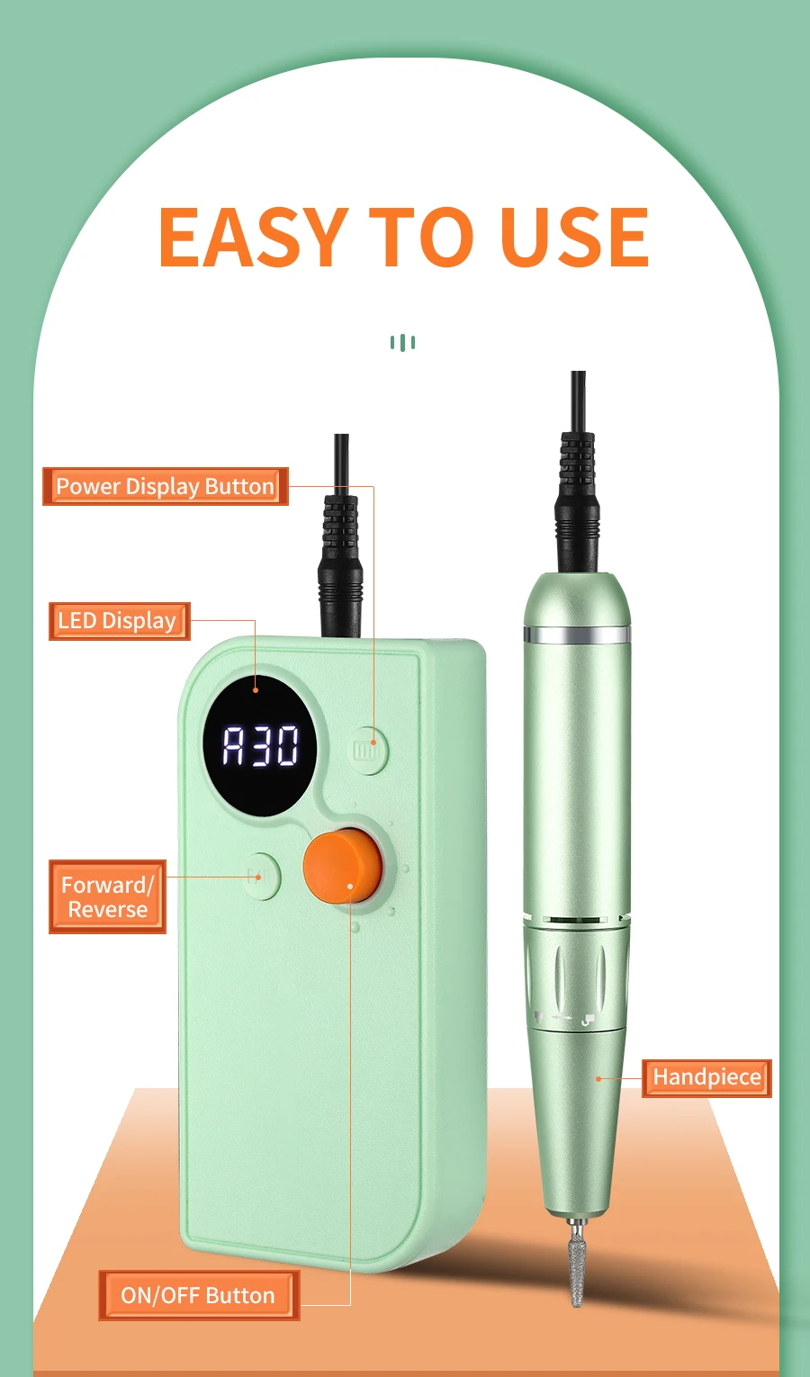40000/35000RPM Portable Electric Nail Drill Machine With LCD Display Nails Sander For Acrylic Gel Polish Rechargeable Nail Tool