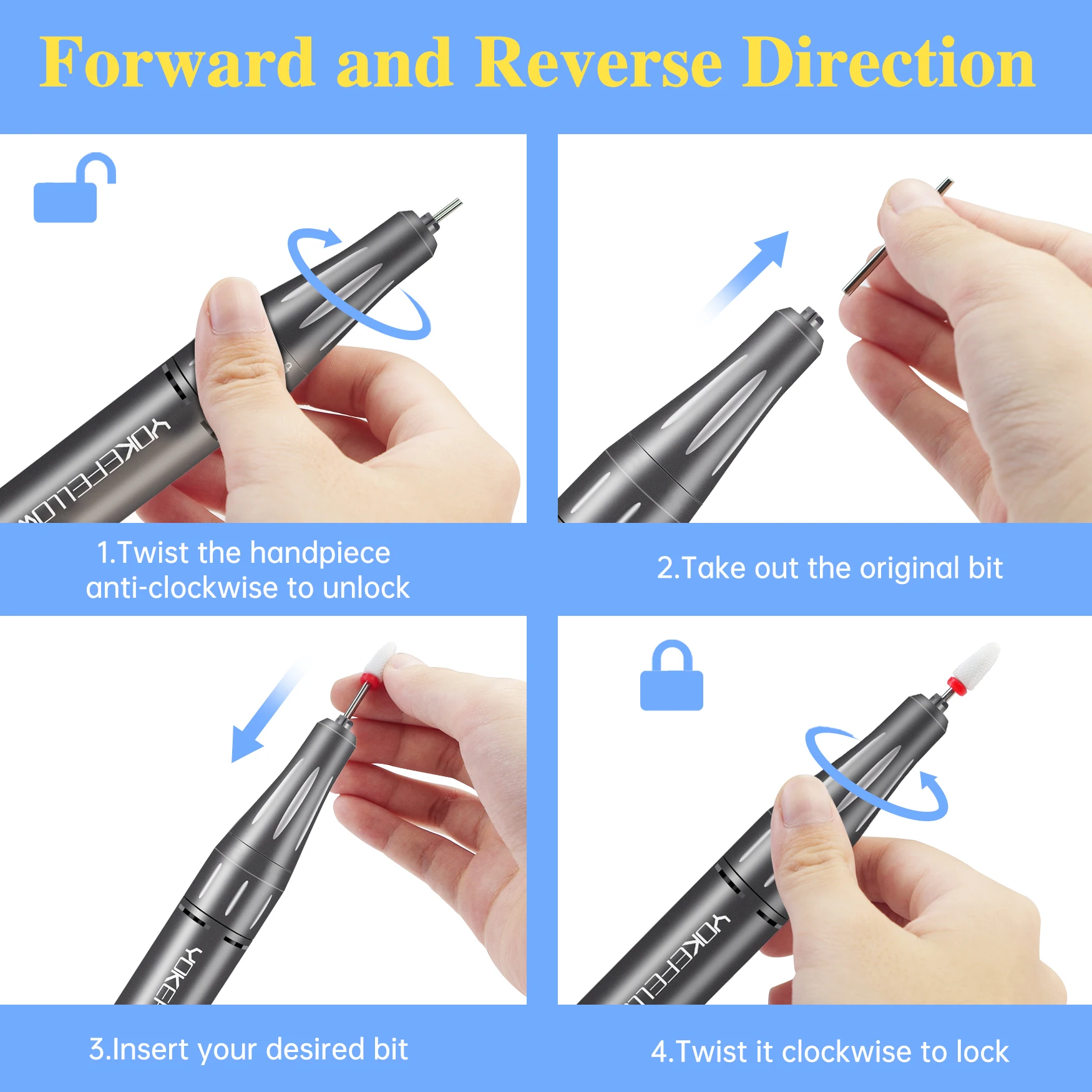 40000/35000RPM Portable Electric Nail Drill Machine With LCD Display Nails Sander For Acrylic Gel Polish Rechargeable Nail Tool