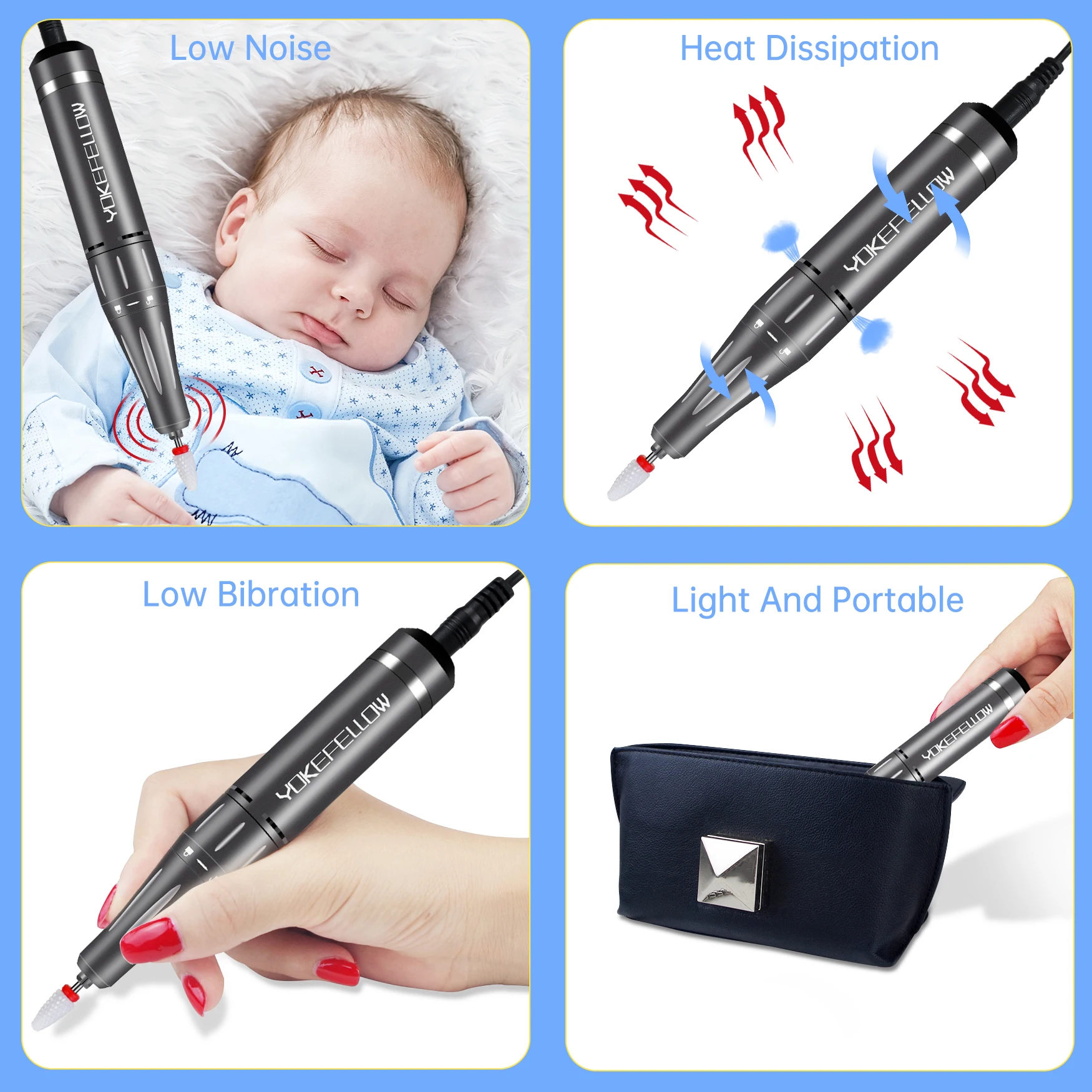 40000/35000RPM Portable Electric Nail Drill Machine With LCD Display Nails Sander For Acrylic Gel Polish Rechargeable Nail Tool