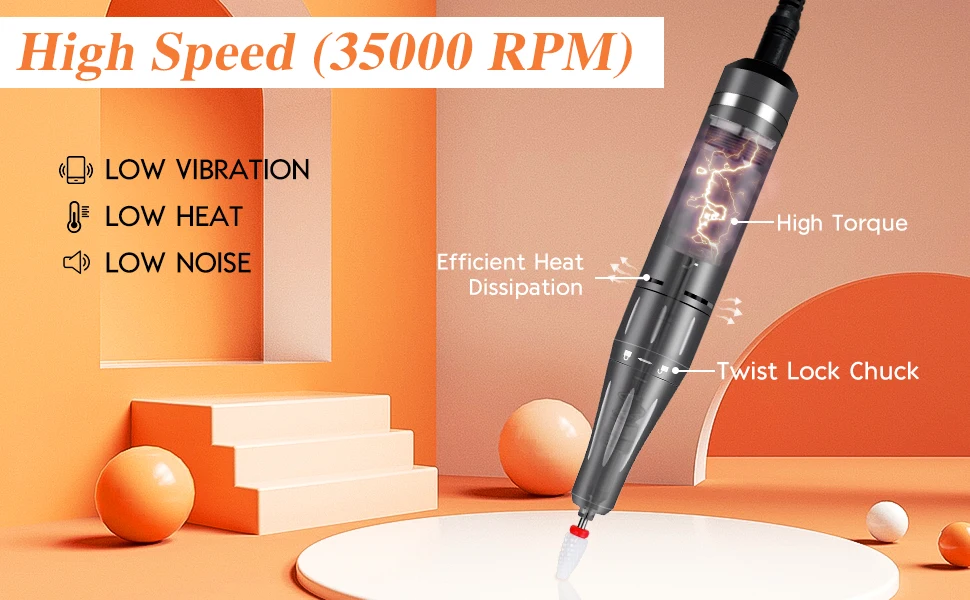40000/35000RPM Portable Electric Nail Drill Machine With LCD Display Nails Sander For Acrylic Gel Polish Rechargeable Nail Tool