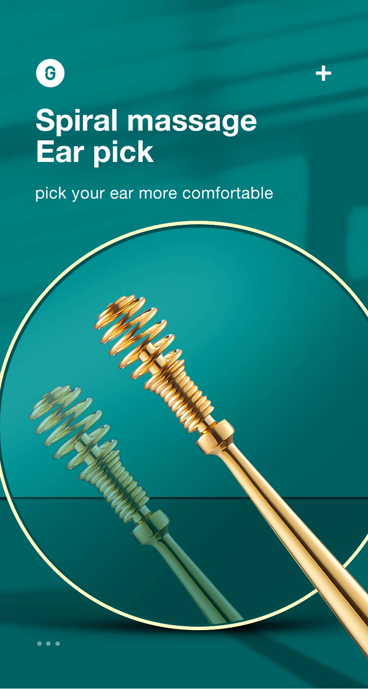 MR.GREEN Ear Wax Removal 360° Spiral Massage Ear Pick Ear Canal Cleaner Stainless Steel Flexible Design Ear Care Tools