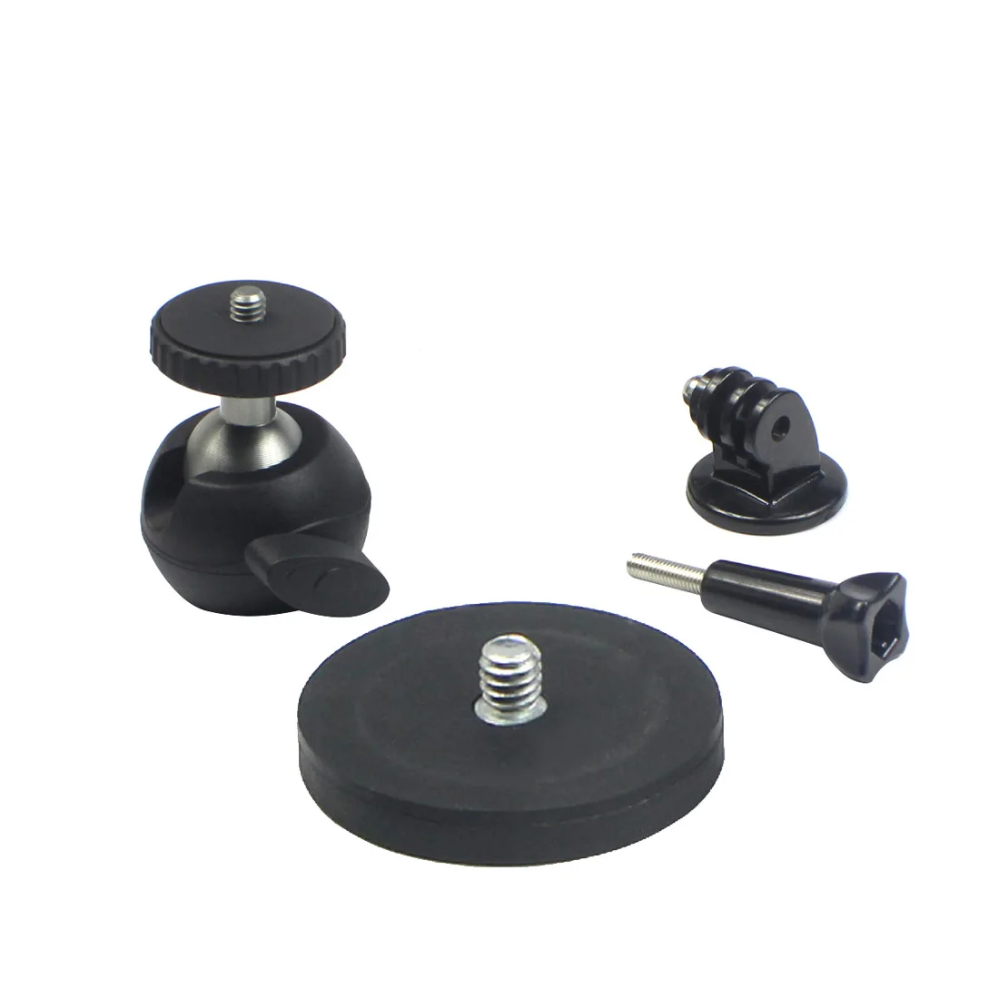 Magnet Car Suction Cup Base Dia 66mm/43mm with 1/4" Screw Mount 360 Swivel Ball Head Smartphone Clipper for Gopro Action Camera
