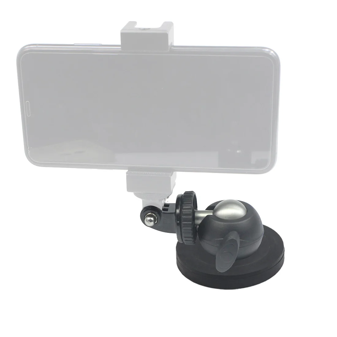 Magnet Car Suction Cup Base Dia 66mm/43mm with 1/4" Screw Mount 360 Swivel Ball Head Smartphone Clipper for Gopro Action Camera