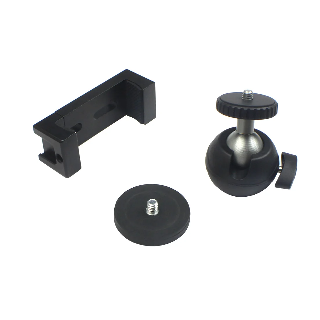 Magnet Car Suction Cup Base Dia 66mm/43mm with 1/4" Screw Mount 360 Swivel Ball Head Smartphone Clipper for Gopro Action Camera