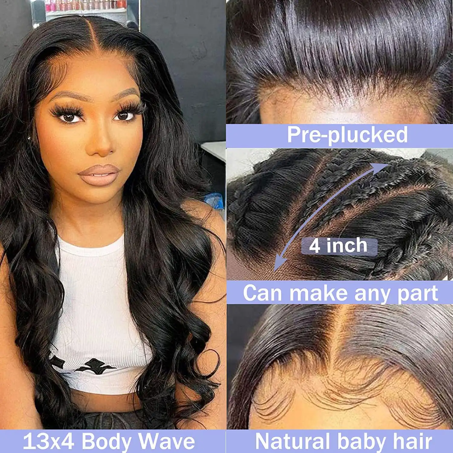 13X4 Lace Frontal Human Hair Wigs For Women 28 Inch Brazilian Body Wave Lace Front Wig Pre-plucked Hairline with Baby Hair Wigs