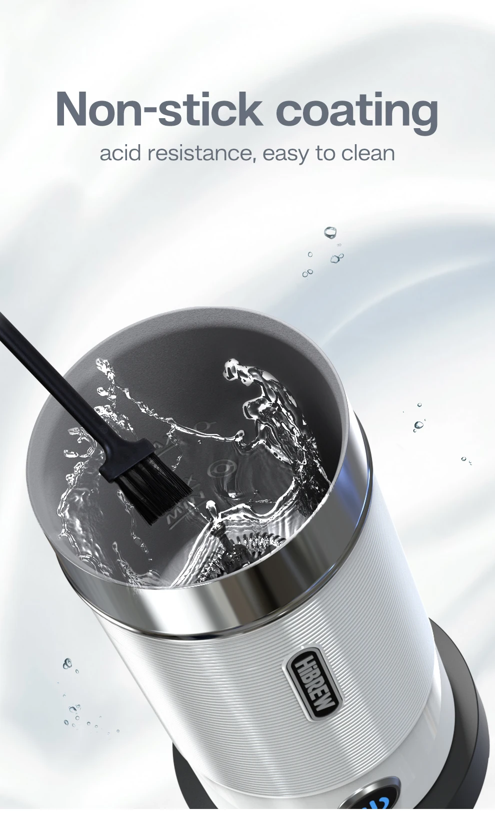HiBREW Electric Milk Frother Frothing Foamer Chocolate Mixer Cold/Hot Latte Cappuccino fully automatic Milk Warmer Cool M1A