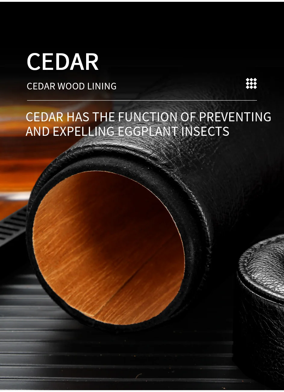 Leather Cigar Tube Jar Portable Cedar Wood Humidor Box Cigar Case W/ Humidifer Hygrometer Fit 5 Cigars Humidor