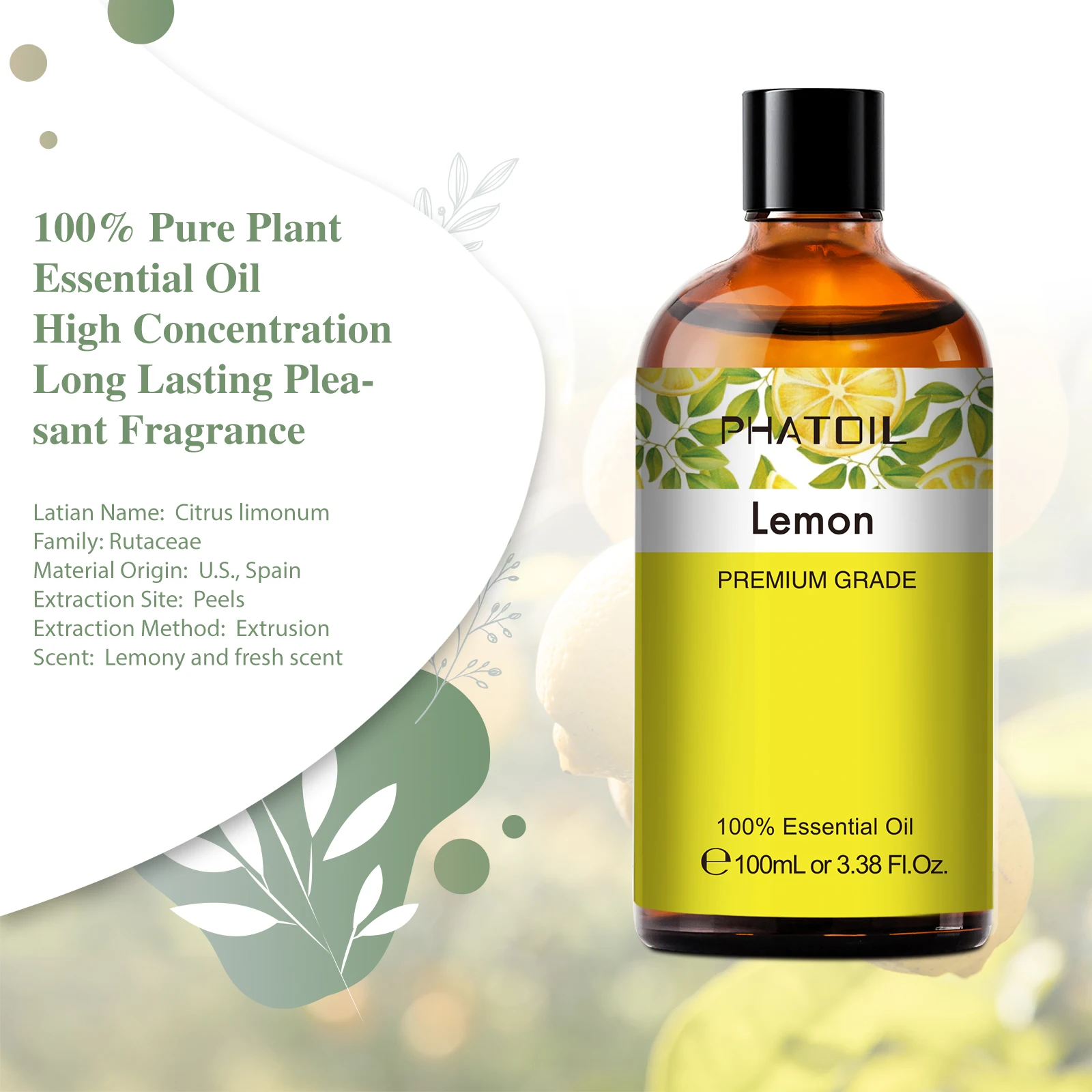 PHATOIL 100ML Copaiba Pure Essential Oils Helichrysum Neroli Australian Tea Tree Lemon Eucalyptus Turmeric Oregano Spearmint Oil