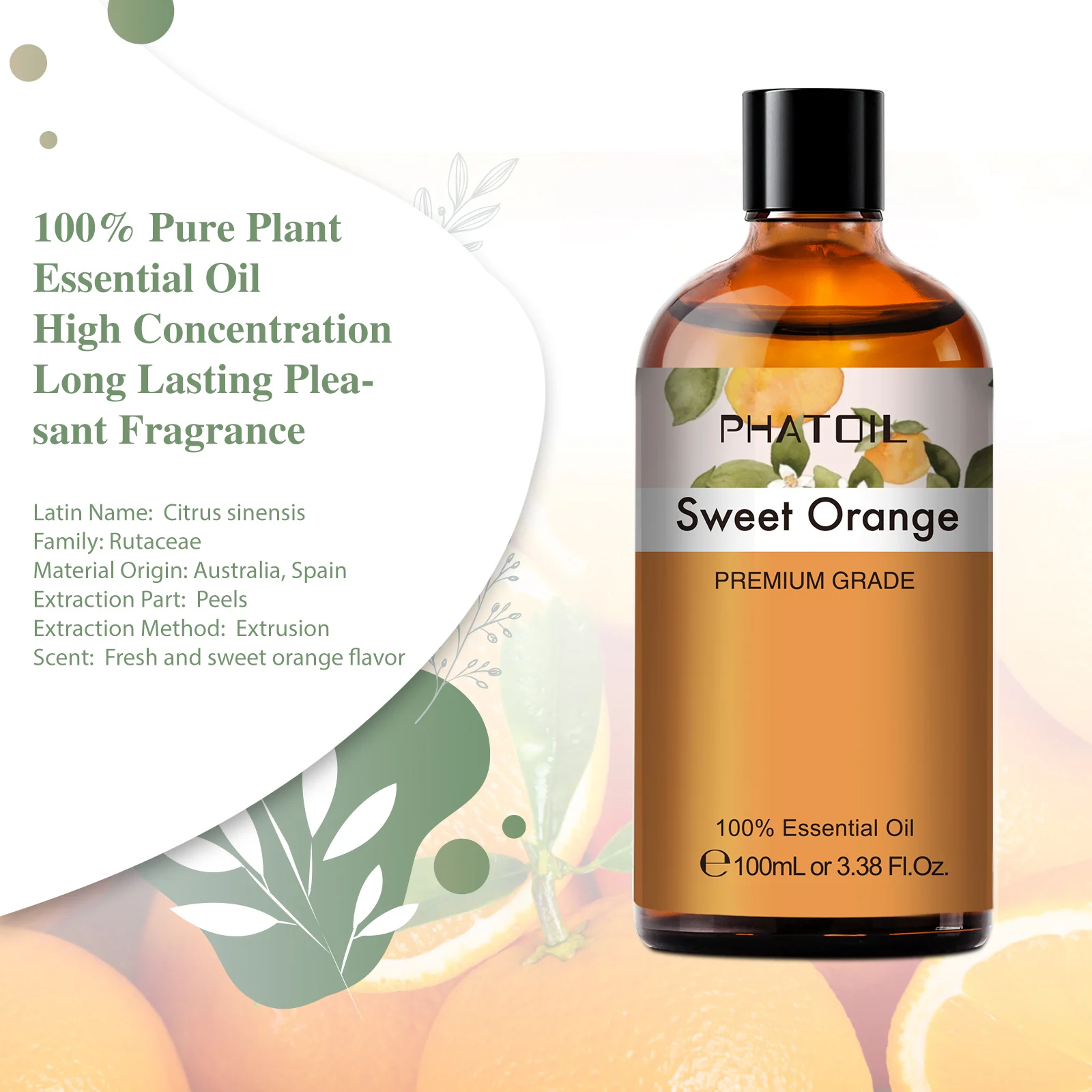 PHATOIL 100ML Copaiba Pure Essential Oils Helichrysum Neroli Australian Tea Tree Lemon Eucalyptus Turmeric Oregano Spearmint Oil