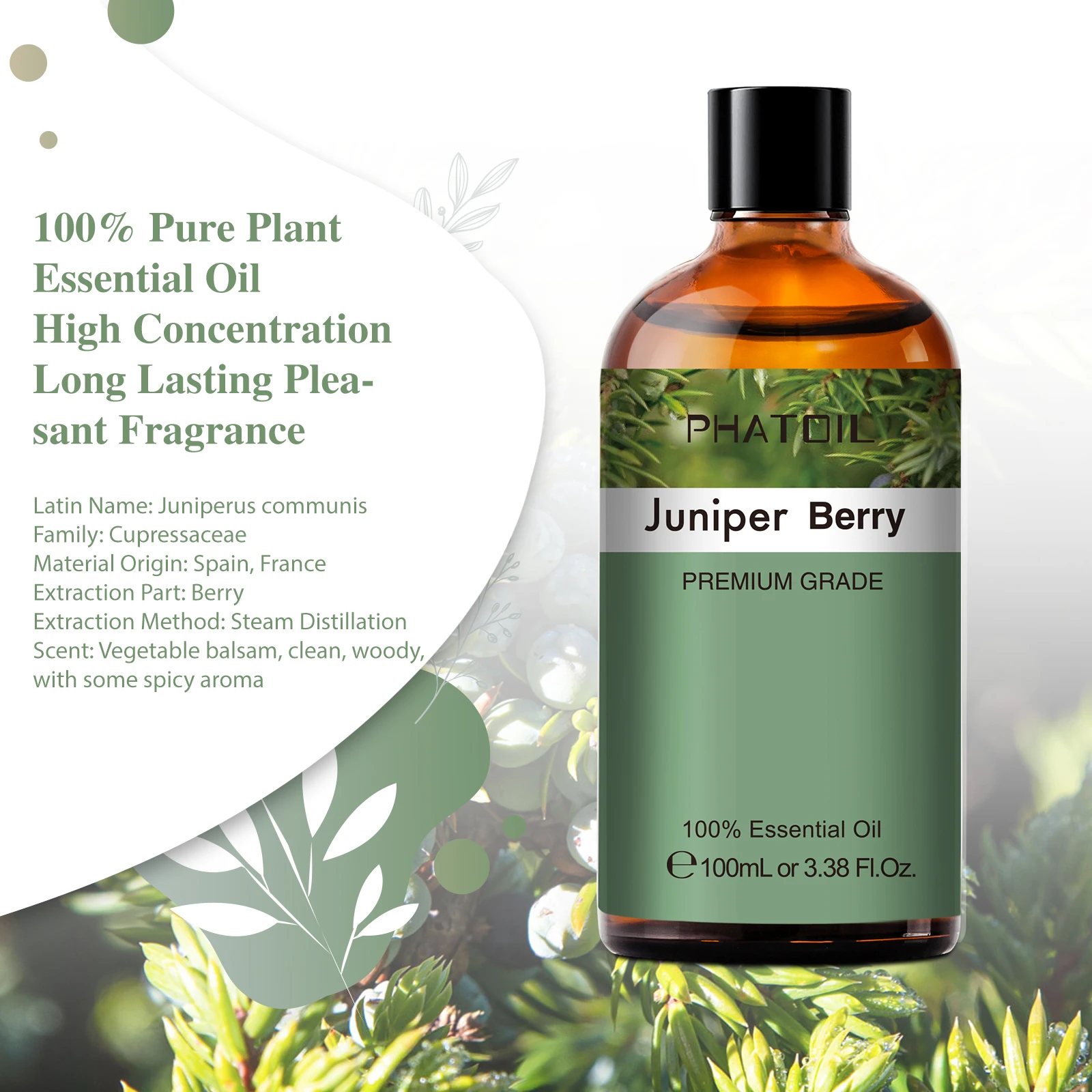 PHATOIL 100ML Copaiba Pure Essential Oils Helichrysum Neroli Australian Tea Tree Lemon Eucalyptus Turmeric Oregano Spearmint Oil