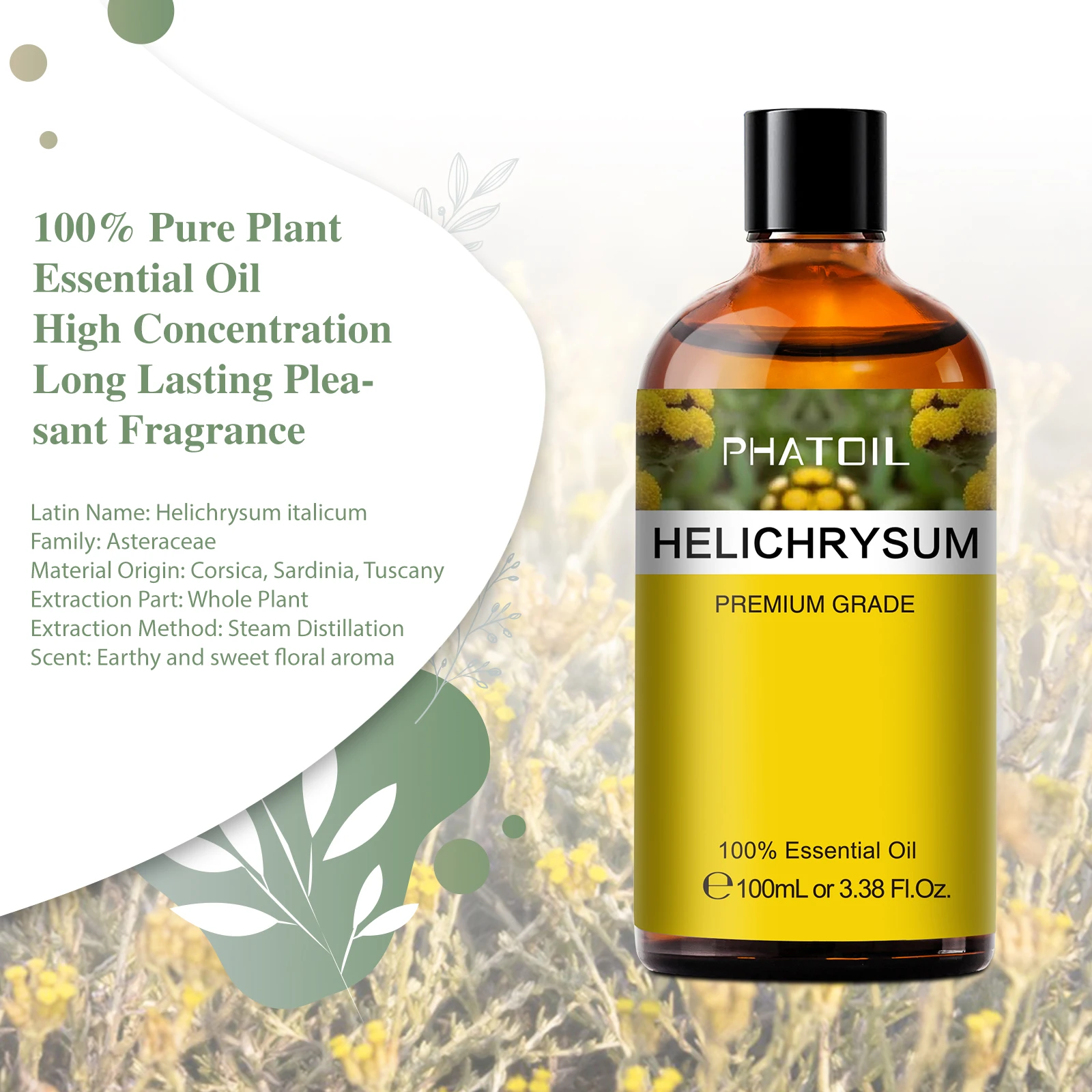 PHATOIL 100ML Copaiba Pure Essential Oils Helichrysum Neroli Australian Tea Tree Lemon Eucalyptus Turmeric Oregano Spearmint Oil