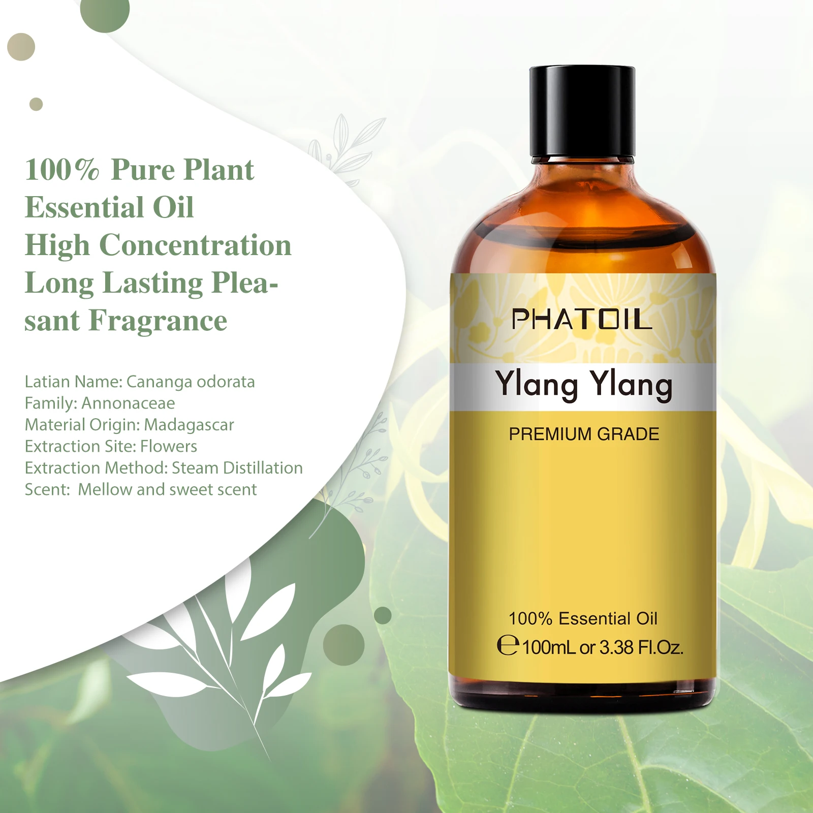 PHATOIL 100ML Copaiba Pure Essential Oils Helichrysum Neroli Australian Tea Tree Lemon Eucalyptus Turmeric Oregano Spearmint Oil