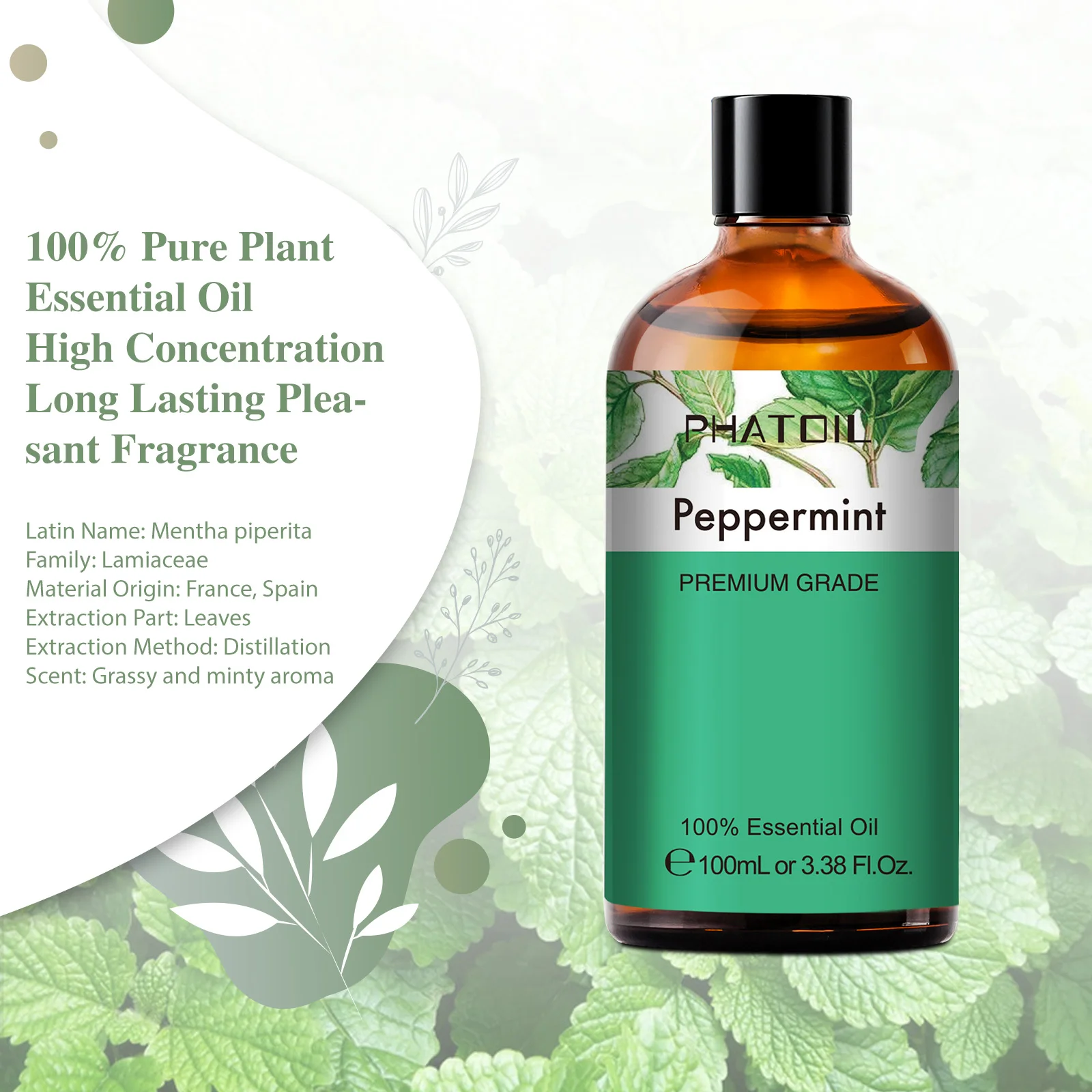PHATOIL 100ML Copaiba Pure Essential Oils Helichrysum Neroli Australian Tea Tree Lemon Eucalyptus Turmeric Oregano Spearmint Oil