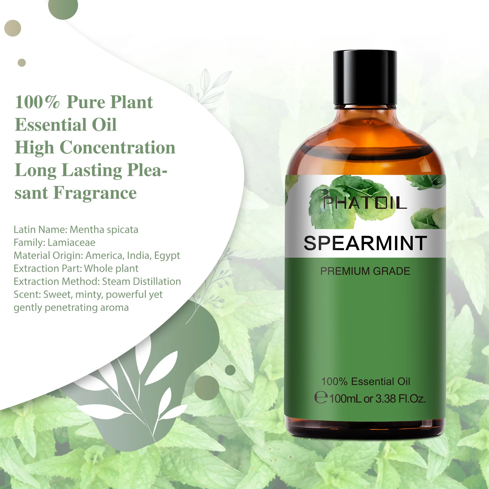 PHATOIL 100ML Copaiba Pure Essential Oils Helichrysum Neroli Australian Tea Tree Lemon Eucalyptus Turmeric Oregano Spearmint Oil