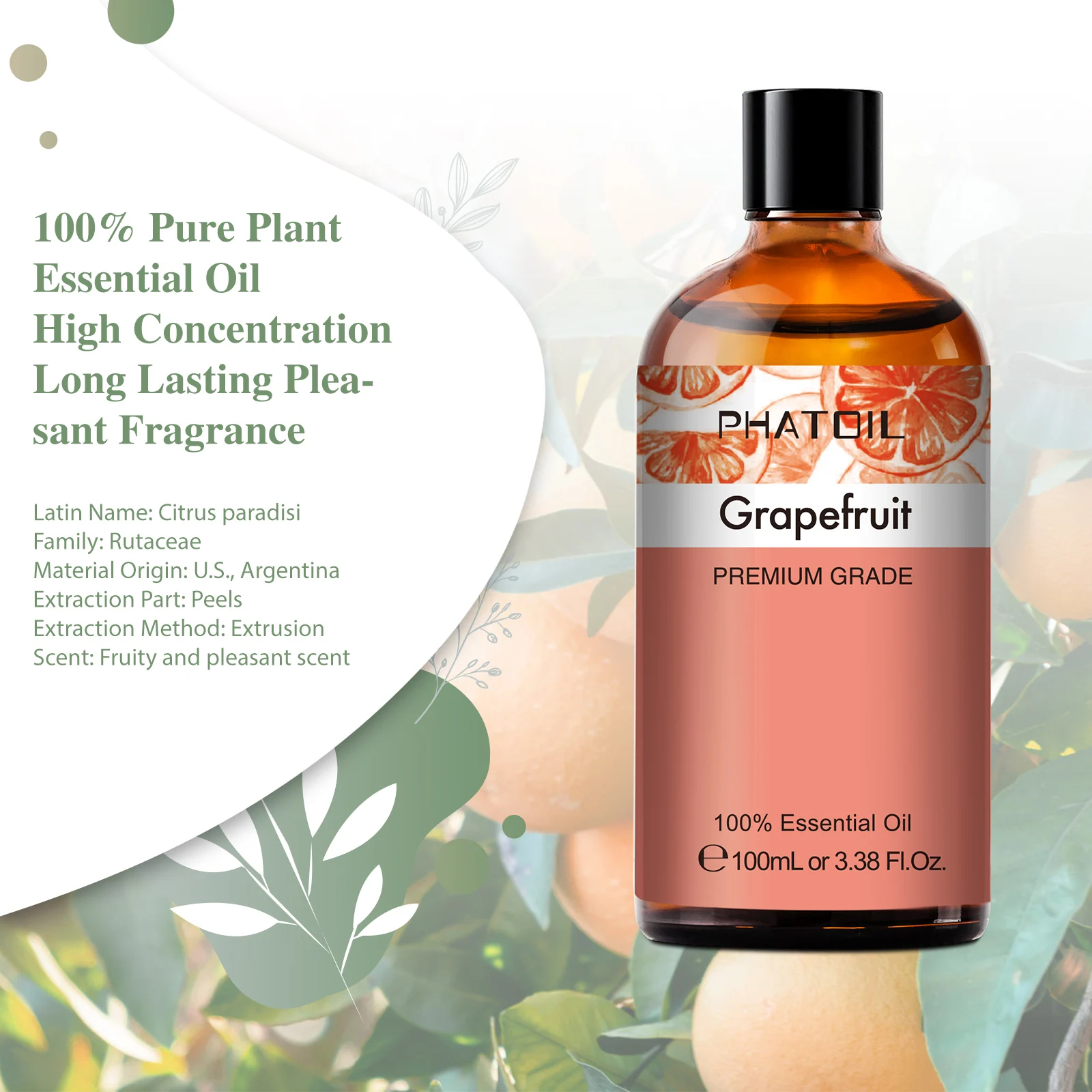PHATOIL 100ML Copaiba Pure Essential Oils Helichrysum Neroli Australian Tea Tree Lemon Eucalyptus Turmeric Oregano Spearmint Oil