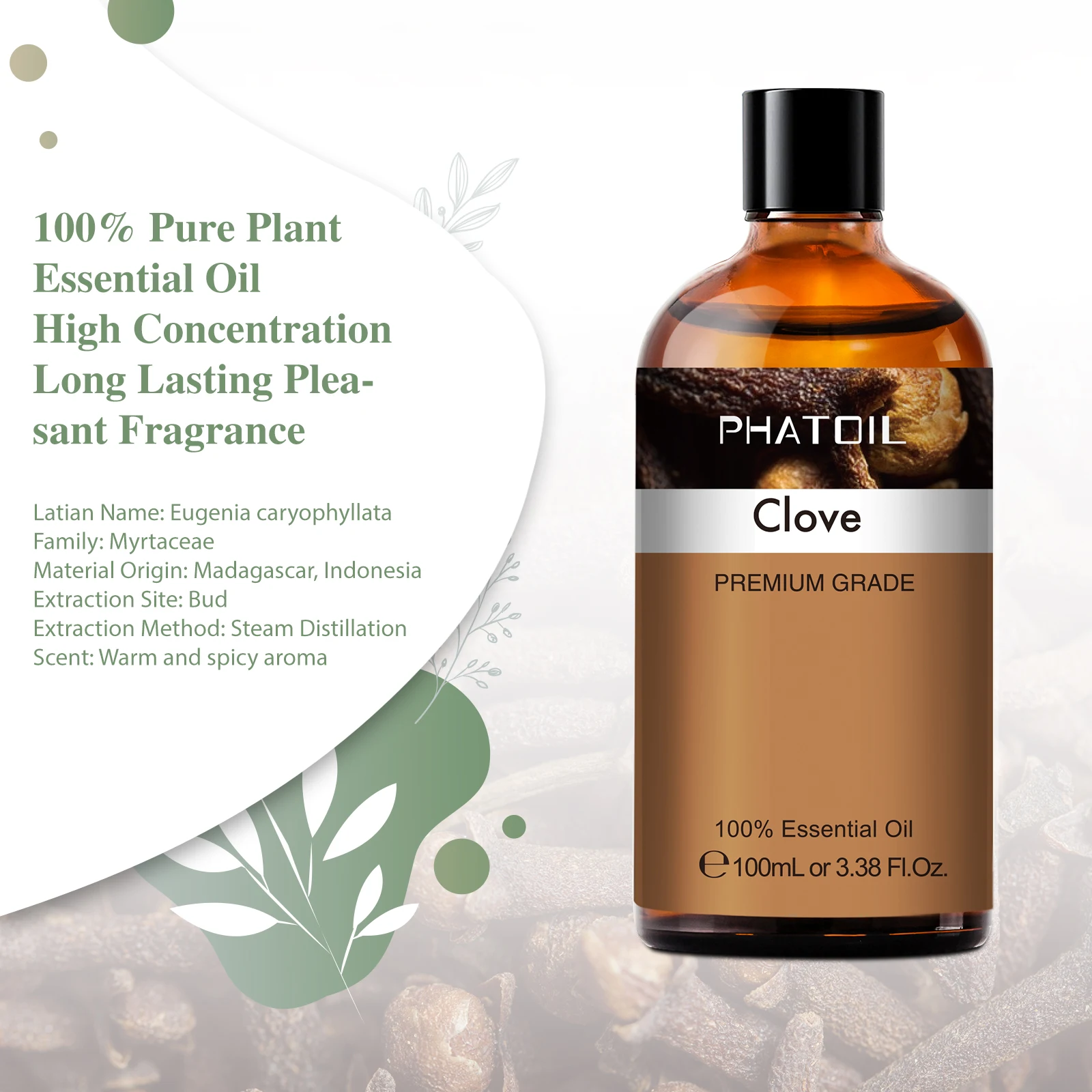 PHATOIL 100ML Copaiba Pure Essential Oils Helichrysum Neroli Australian Tea Tree Lemon Eucalyptus Turmeric Oregano Spearmint Oil