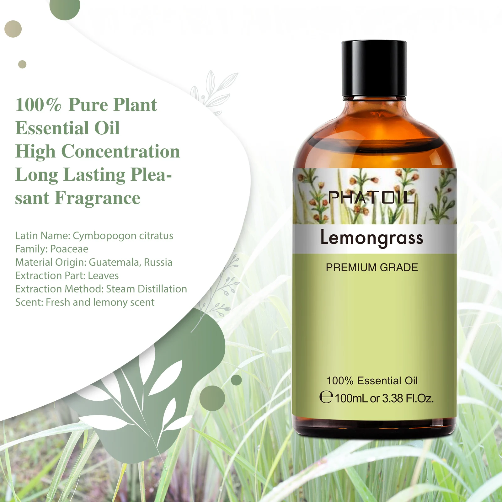 PHATOIL 100ML Copaiba Pure Essential Oils Helichrysum Neroli Australian Tea Tree Lemon Eucalyptus Turmeric Oregano Spearmint Oil