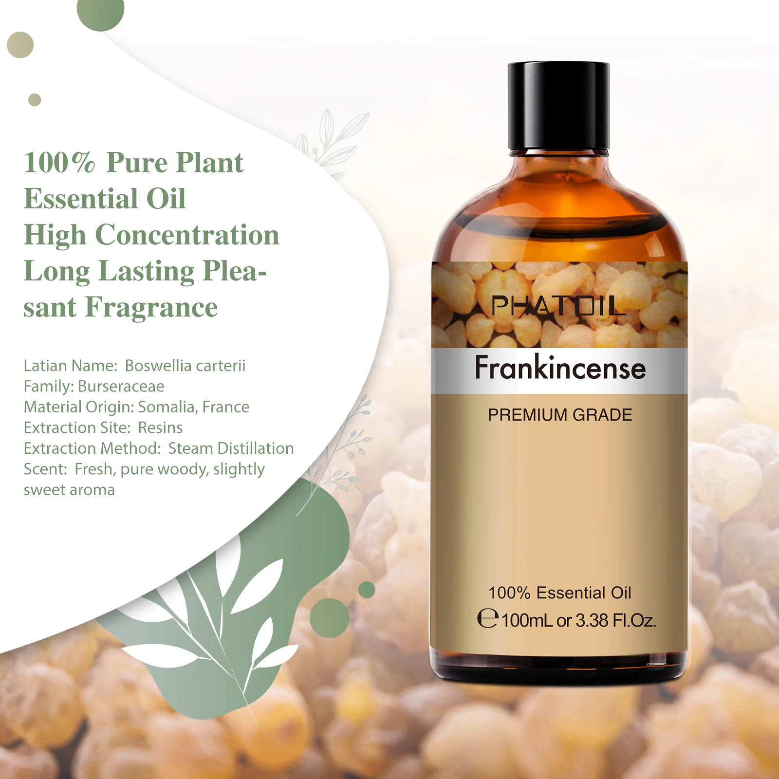 PHATOIL 100ML Copaiba Pure Essential Oils Helichrysum Neroli Australian Tea Tree Lemon Eucalyptus Turmeric Oregano Spearmint Oil