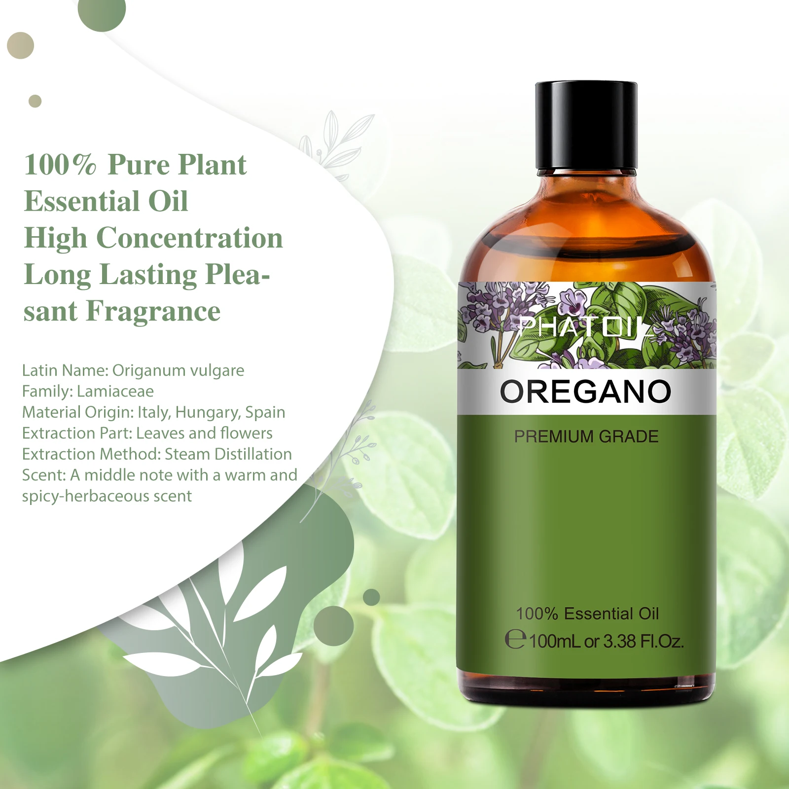 PHATOIL 100ML Copaiba Pure Essential Oils Helichrysum Neroli Australian Tea Tree Lemon Eucalyptus Turmeric Oregano Spearmint Oil