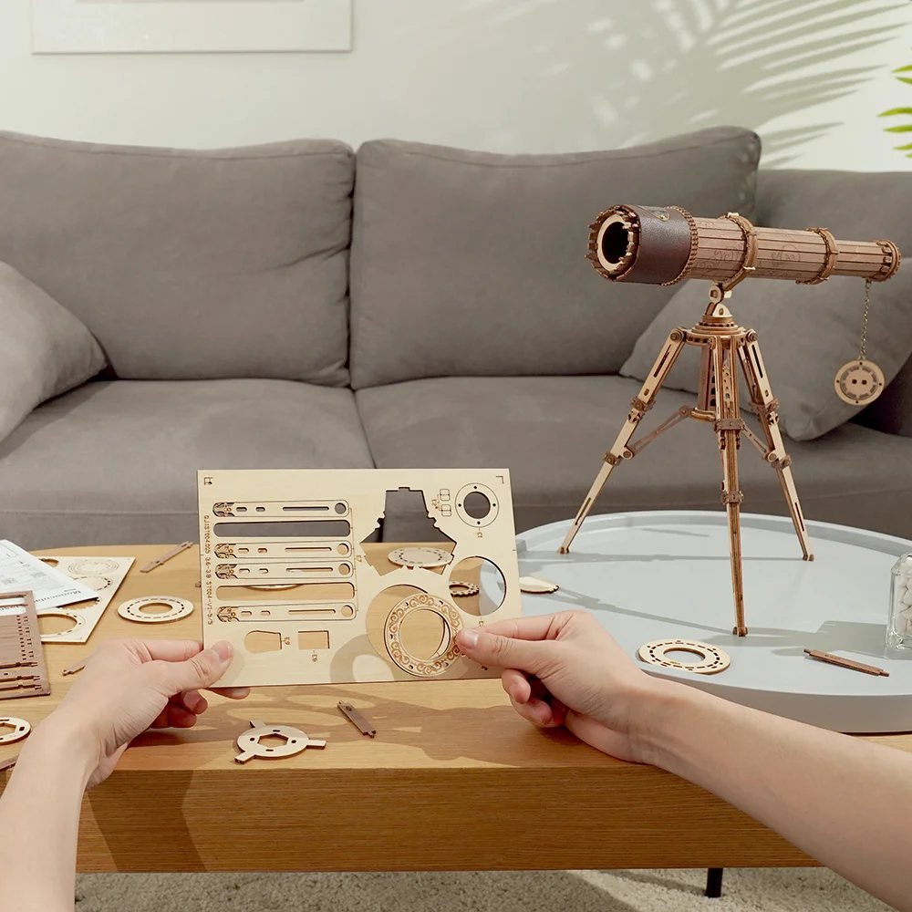 ROKR Curious Discovery Series 3D Wooden Puzzle Games Assembly Telescope Orrery Model Buliding Kits Toys Gift ST