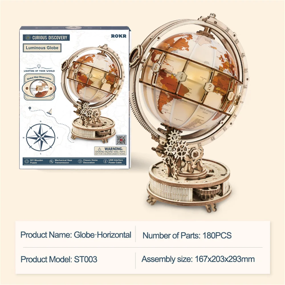 ROKR Curious Discovery Series 3D Wooden Puzzle Games Assembly Telescope Orrery Model Buliding Kits Toys Gift ST