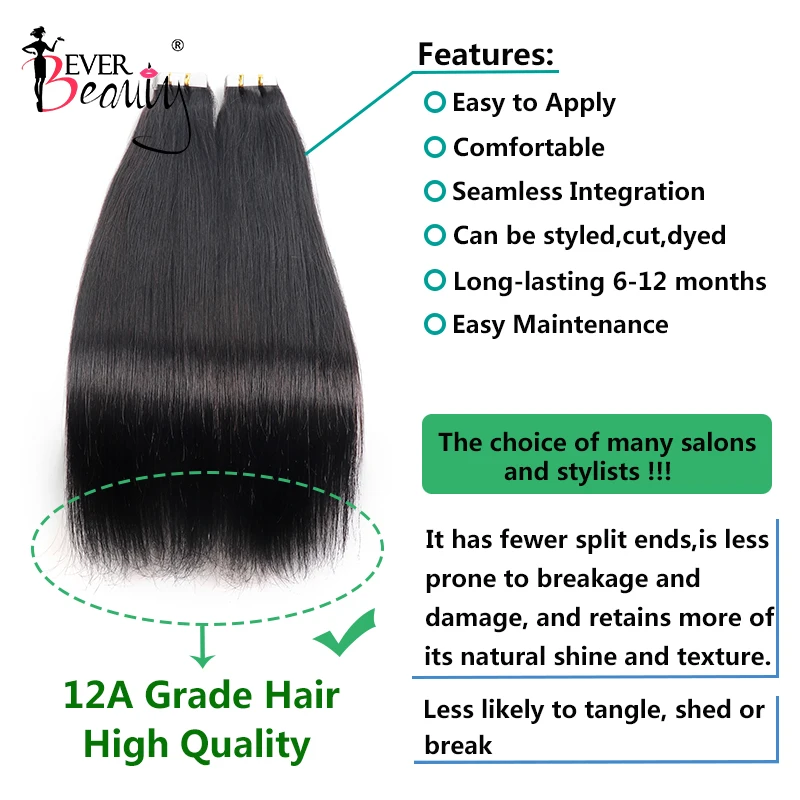 Straight Tape In Hair Extensions Human Hair Skin Weft Extension Invisible Tape Ins Brazilian Tapes In Extensions Virgin Hair For