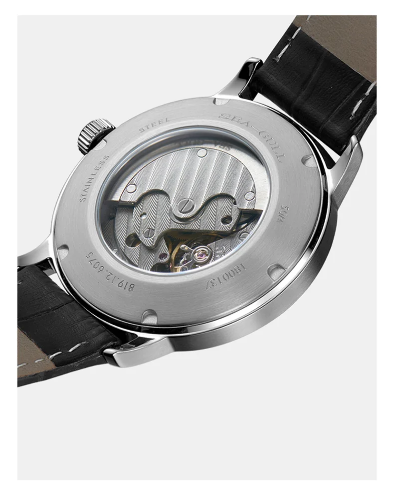 2025 Seagull Business Watch Men's Mechanical Wristwatches 50m Waterproof Leather Valentine Male Watches relogio masculino 6075