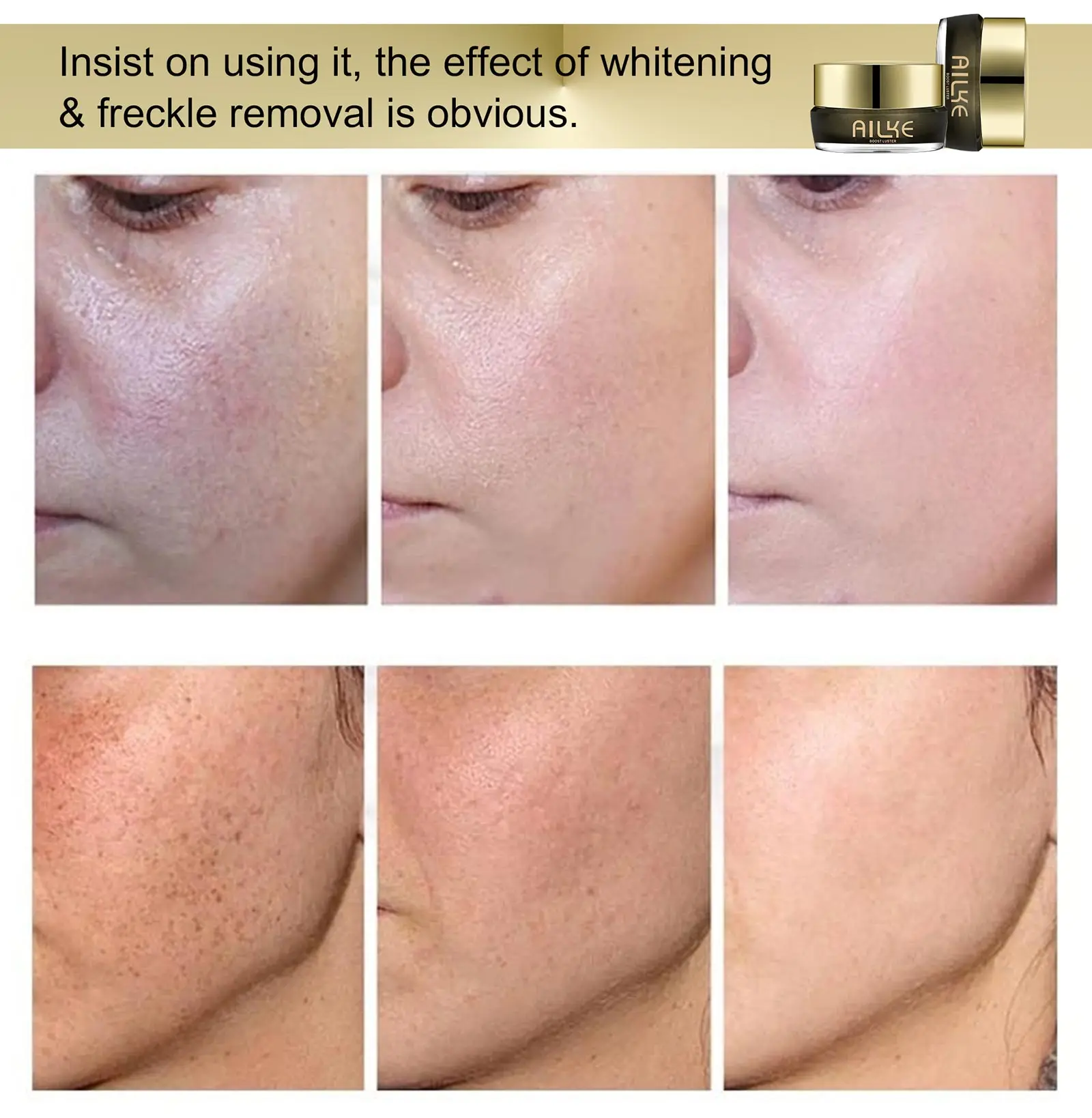 AILKE Whitening Face Cream, Reduce Dark Spots, Sun Spots, Melanin, With Collagen, Glutathione, Even Skin Tone For All Skin Types