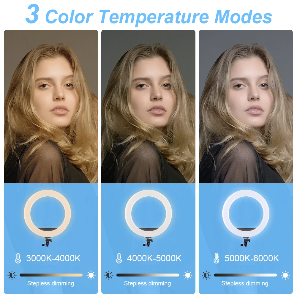 FOSOTO FT-18N Photography Lighting Dimmable Ring Lamp Camera Ring Lamp Led Ringlight With Tripod Stand For Phone Live Streaming