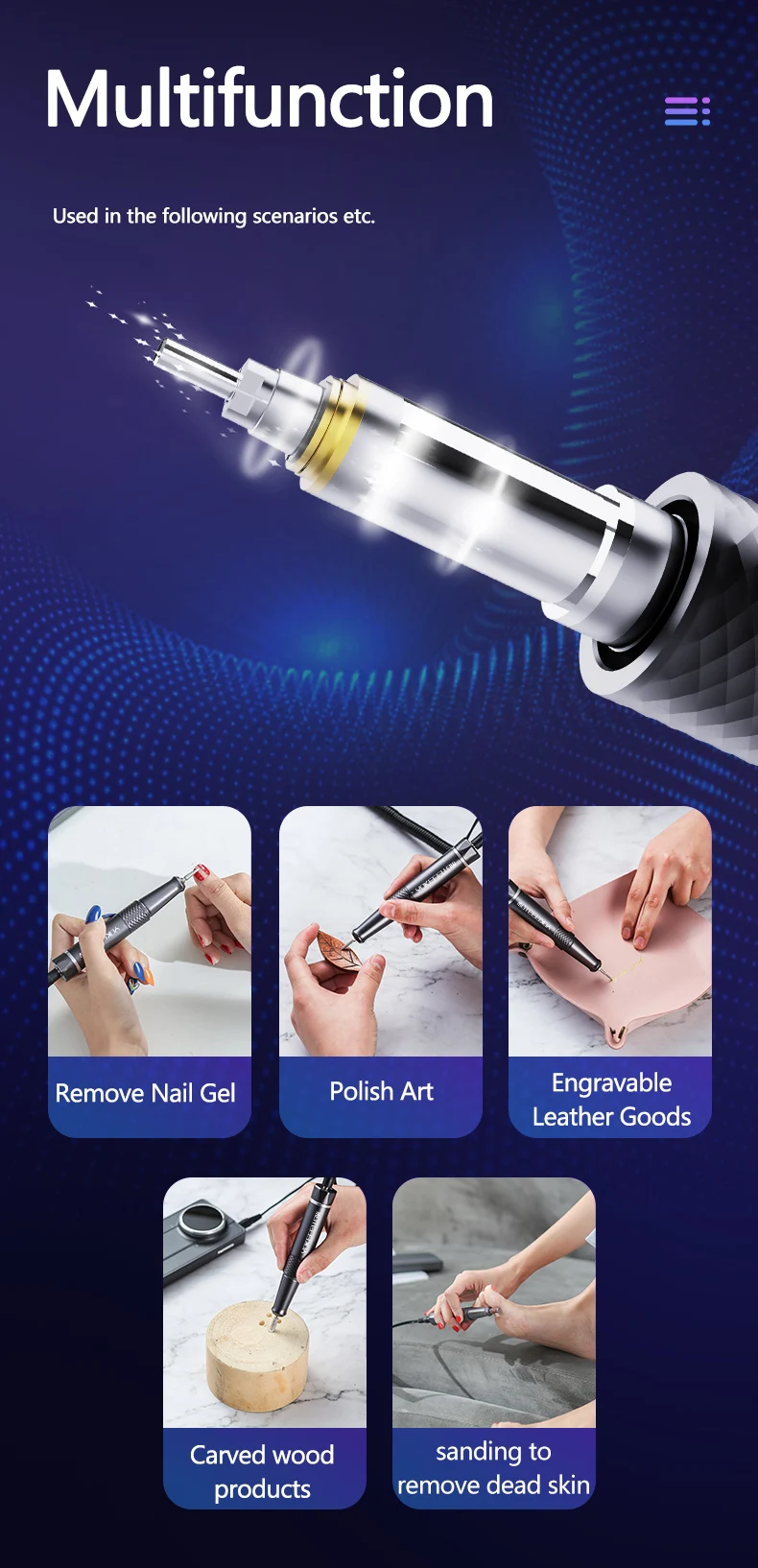 40000RPM Rechargeable Electric Nail Drill Machine Brushless Motor With Memory Function For Nail Art Equipment Manicure Pedicure