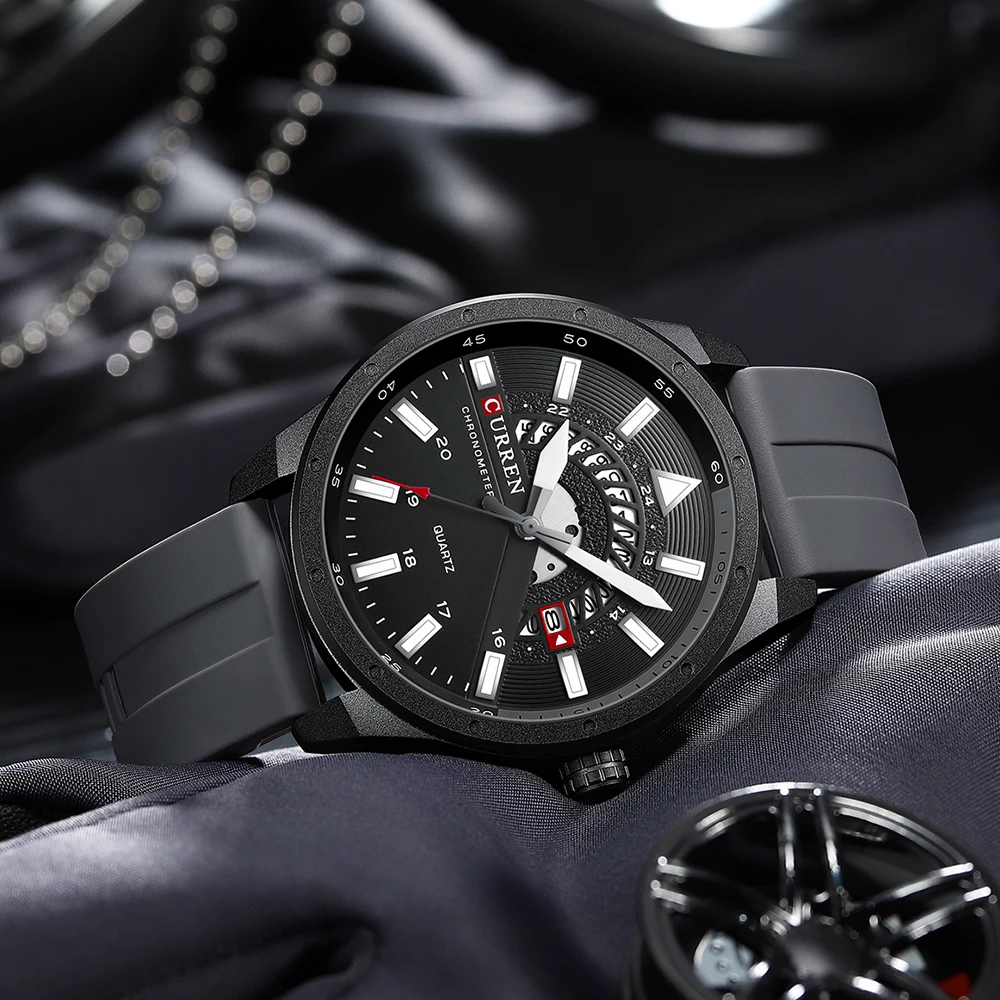 CURREN Fashion Men Watch Top Brand Luxury Waterproof Sport Mens Watches Silicone Automatic Date Military Wristwatch