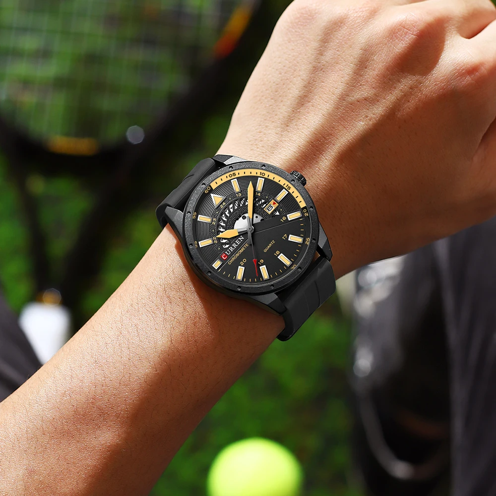 CURREN Fashion Men Watch Top Brand Luxury Waterproof Sport Mens Watches Silicone Automatic Date Military Wristwatch