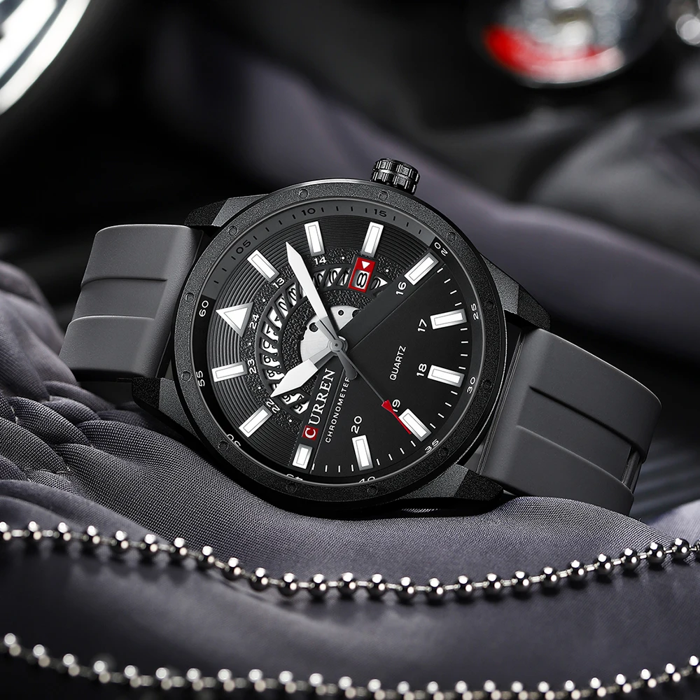 CURREN Fashion Men Watch Top Brand Luxury Waterproof Sport Mens Watches Silicone Automatic Date Military Wristwatch