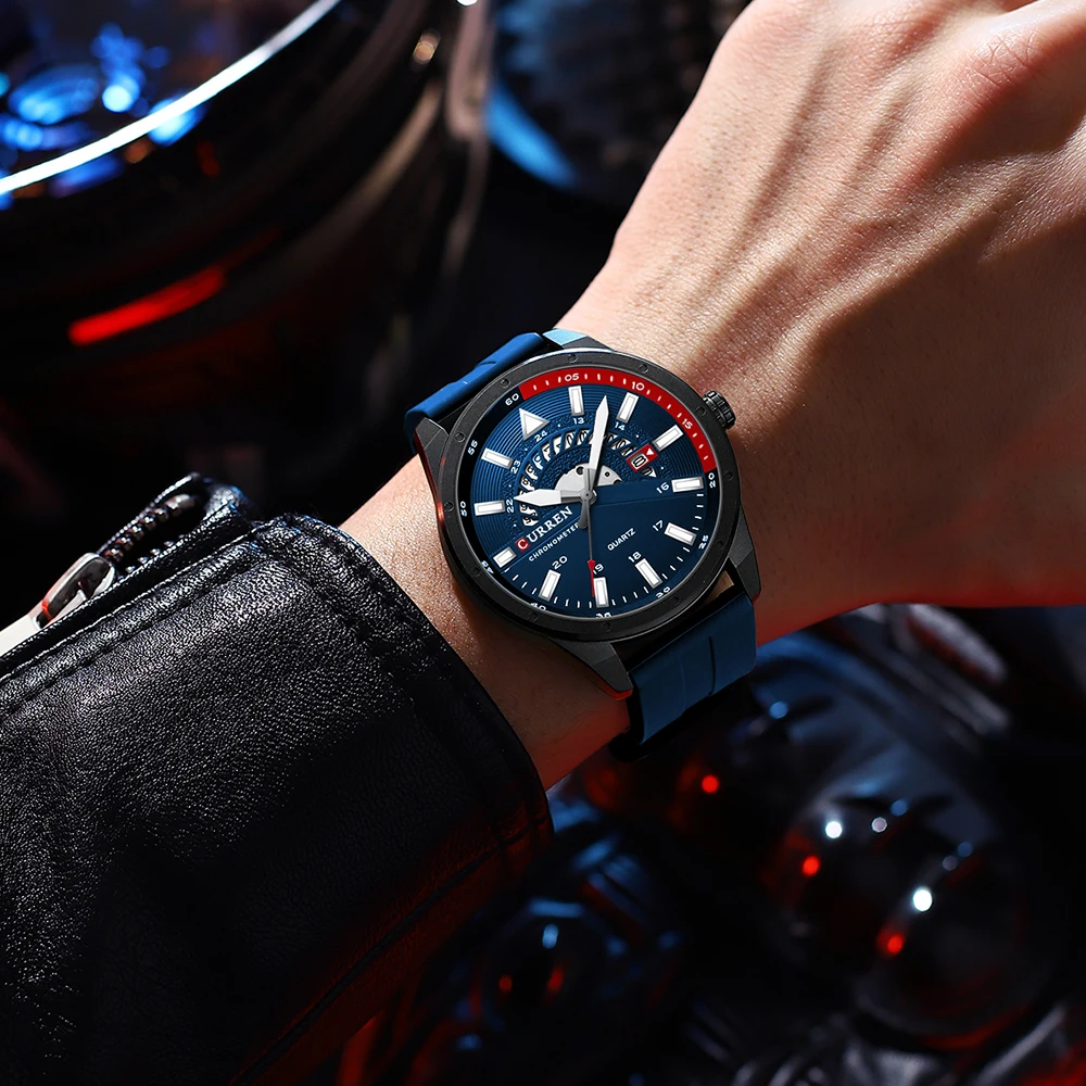 CURREN Fashion Men Watch Top Brand Luxury Waterproof Sport Mens Watches Silicone Automatic Date Military Wristwatch