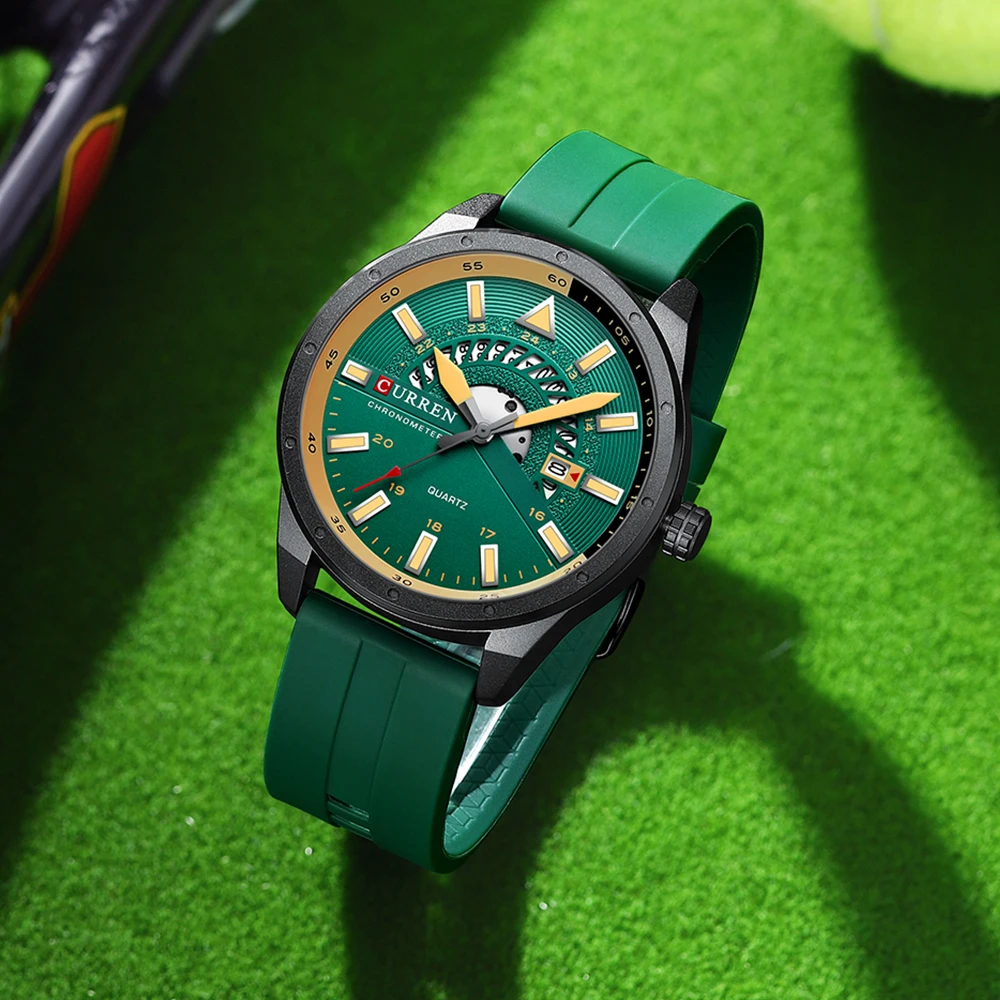 CURREN Fashion Men Watch Top Brand Luxury Waterproof Sport Mens Watches Silicone Automatic Date Military Wristwatch