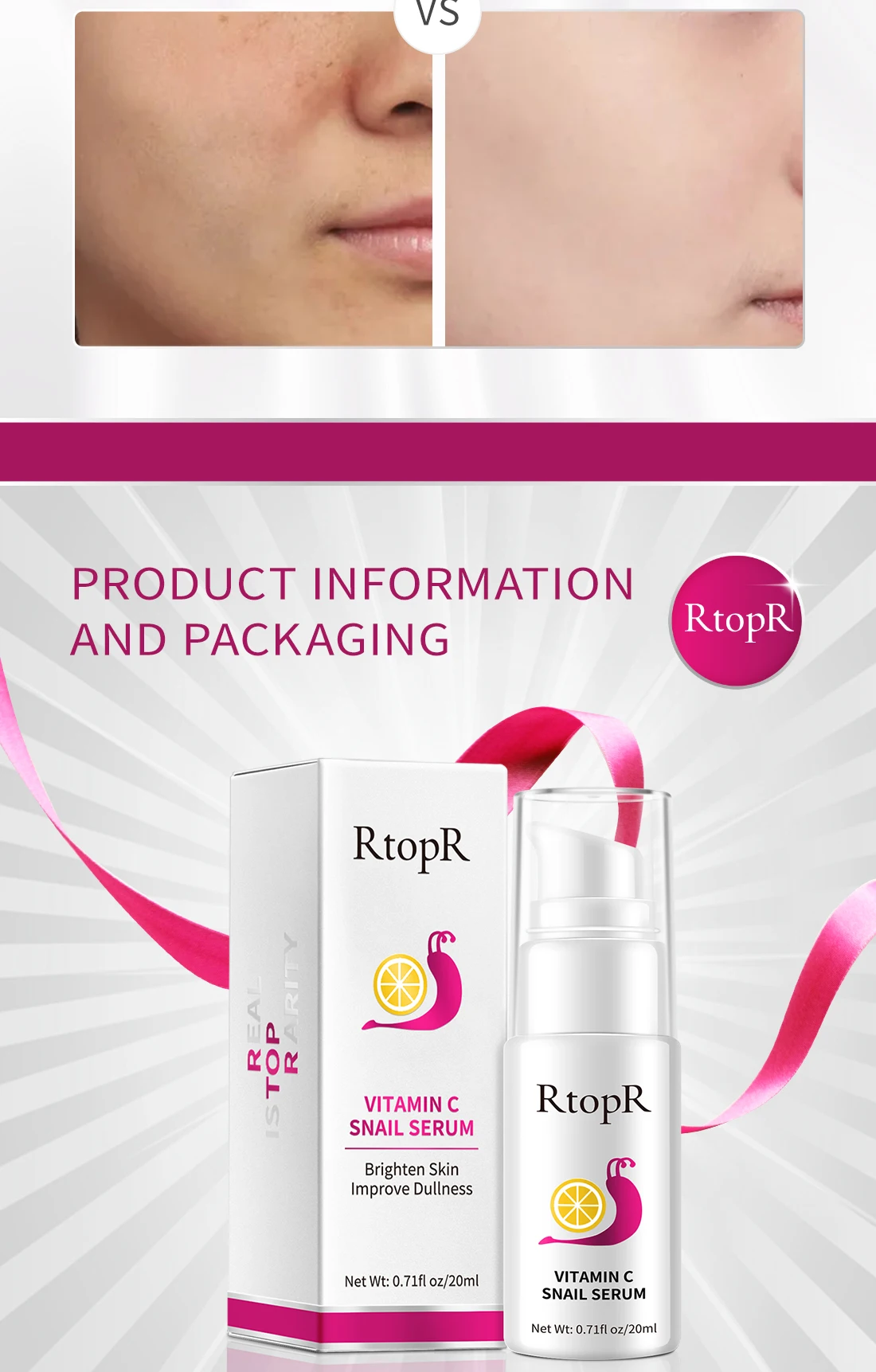 Vitamin C Snail Essence Anti-aging Anti-wrinkle Shrink Pores Whitening Moisturizing Essence Oil Control Face Essence Skin Care