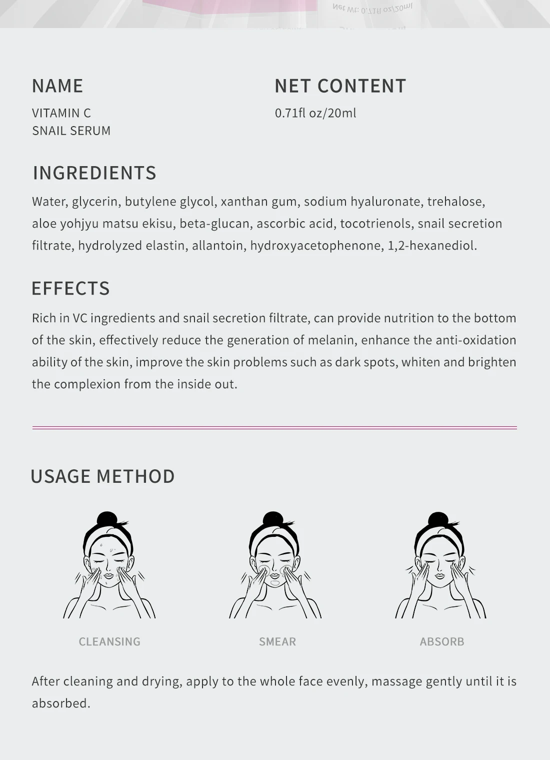 Vitamin C Snail Essence Anti-aging Anti-wrinkle Shrink Pores Whitening Moisturizing Essence Oil Control Face Essence Skin Care