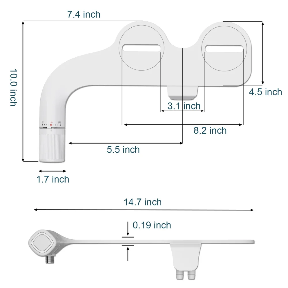 SAMODRA Bidet Non-Electric Toilet Attachment Dual Nozzle Bidet Adjustable Water Pressure With Brass Inlet