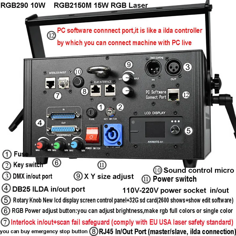 5W RGB 30kpps 40Kpps 50kpps Galvo Laser Party Light For Professional Stage Lighting Effect Show