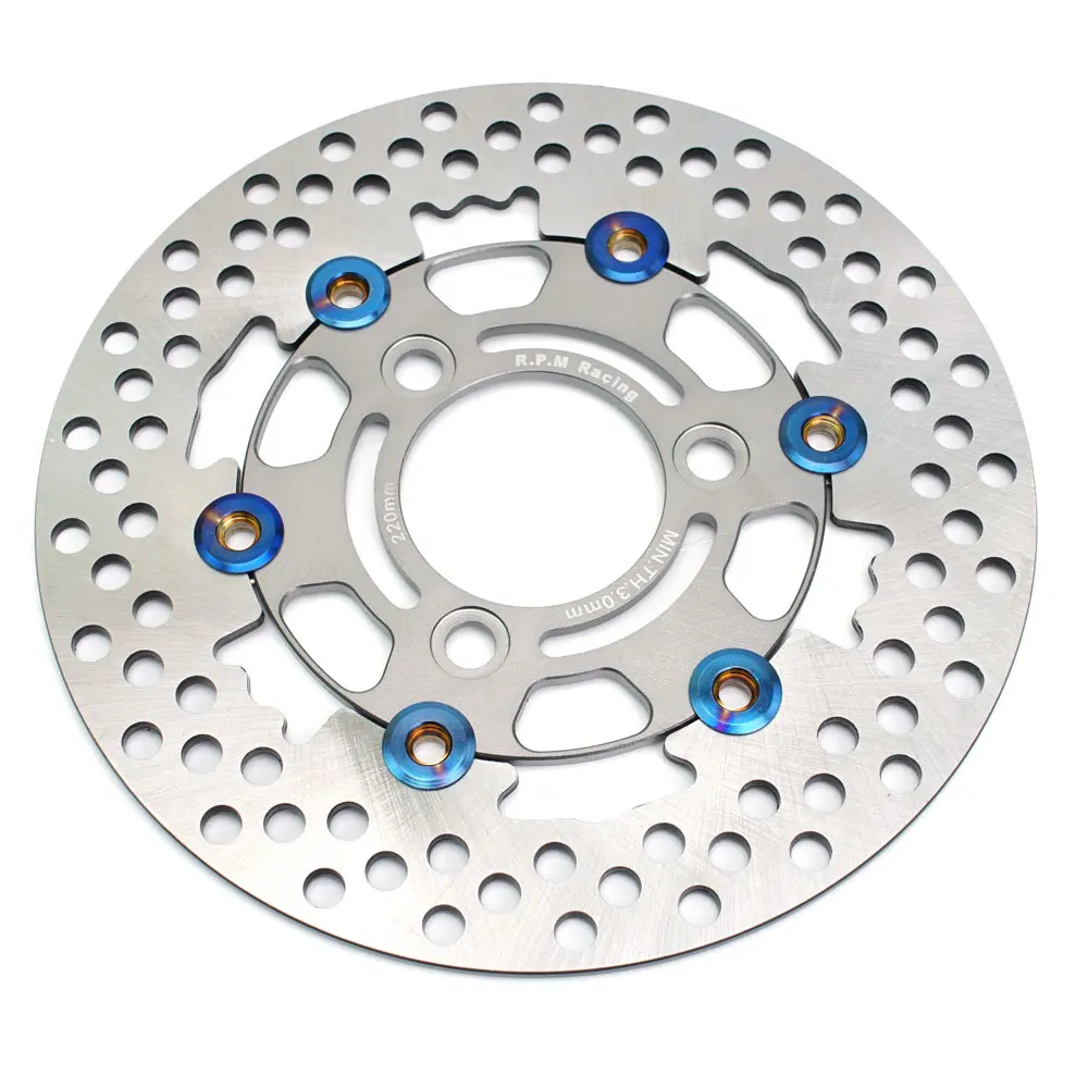 RPM Disc Brake Motorcycle 220mm Floating Disk Rotor Brake Caliper Universal 3 Hole Front Rear Wheel For Yamaha Scooters Niu